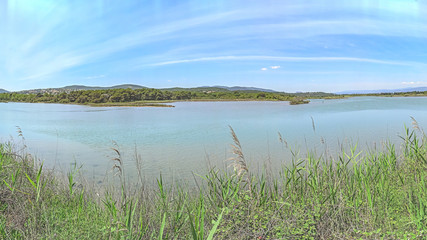 Panorama sur les étangs de villepey à Fréjus  dans le Sud de la france.
