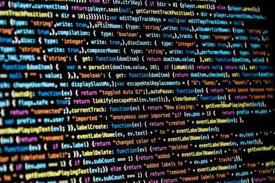 Programming code with black background