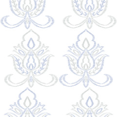 Indigo Rug Flourish Vector Seamless Pattern. 