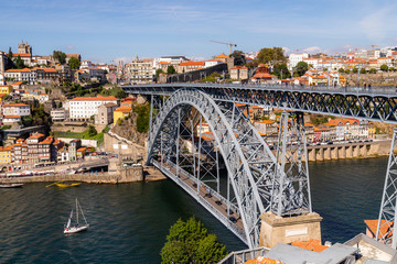 Fototapeta na wymiar Porto old town and bridge dom luis I cityscape, Portugal