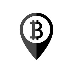 Bitcoin pointer icon. Bitcoin with location icon