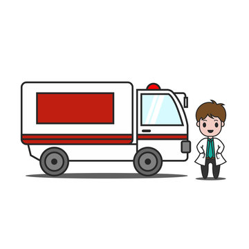 Ambulance car character vector