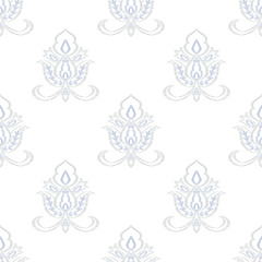 Blue Rug Indian Vector Seamless Pattern. 