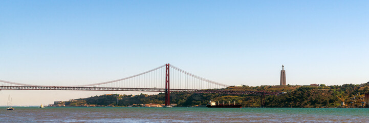 Fototapeta na wymiar Ponte 25 de Abril bridge in Lisbon, Portugal