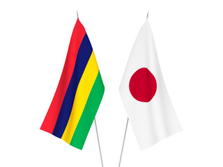 Obraz premium Japan and Republic of Mauritius flags