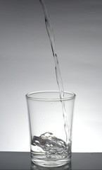 The water that is being poured into the glass