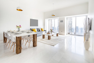 Big Living Room of a Luxurious Apartment in Marina, Dubai