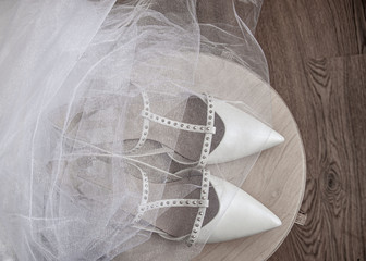 wedding shoes on the floor