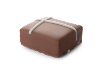 Delicious milk chocolate candy isolated on white