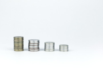 Euro Coin stacks on a white background.