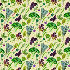 Seamless pattern with various vegetables