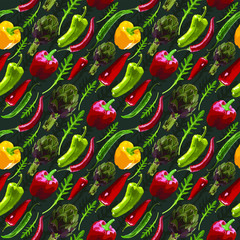 Vector seamless pattern with various vegetables
