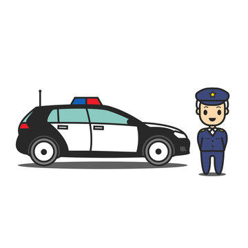 Security police car character vector