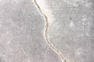 Fototapeta na wymiar Crack in concrete on the sidewalk.