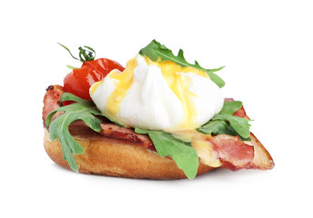 Fresh delicious egg Benedict isolated on white