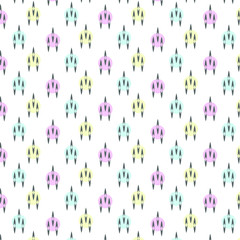 Abstract graphic pattern with colorful circles and gray elements. Background.