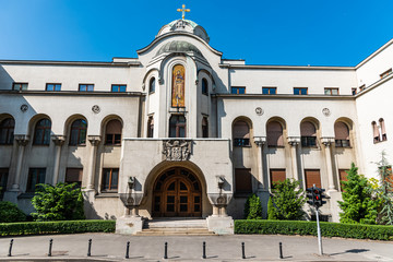 Belgrade, Serbia - may 16,2020: The Building of the Patriarchate (Serbian: Zgrada Patrijaršije) is a building in Belgrade. It is the administrative seat of the Serbian Orthodox Church.