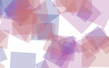 Multicolored translucent squares on white background. Red tones. 3D illustration