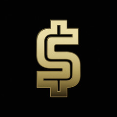 gold dollar symbol on black background