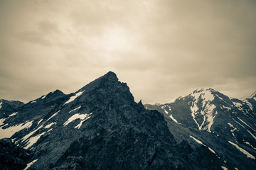 Jagged ridge on an overcast day in Alaska.
