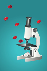 Microscope with blood cells