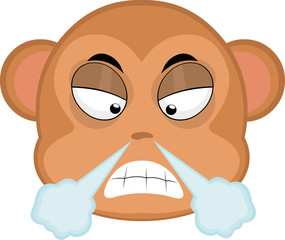 Vector illustration of an angry cartoon monkey face