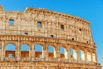 Rome, Coloddeum, iconic UNESCO landmark and travel destination in Italy.