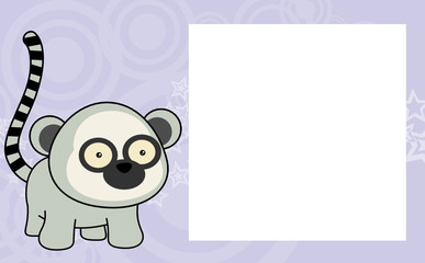 cute kawaii lemur cartoon frame picture background in vector format