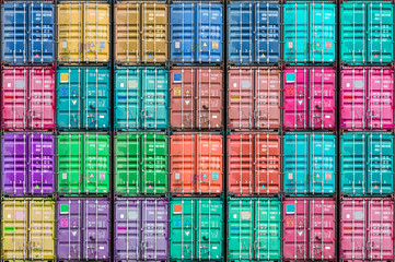 colorful containers stack, the terminal in an industrial seaport, texture background