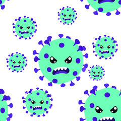 fly germ virus infection,micro bacteria.Vector modern flat style cartoon character illustration.Isolated on white background.Microbe, Pathogen, Virus icon. Seamless pattern