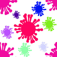 Colorful fly germ virus infection,micro bacteria.Vector modern flat style cartoon character illustration.Isolated on white background.Microbe, Pathogen, Virus icon. Seamless pattern