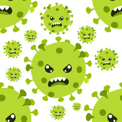 fly germ virus infection,micro bacteria.Vector modern flat style cartoon character illustration.Isolated on white background.Microbe, Pathogen, Virus icon. Seamless pattern
