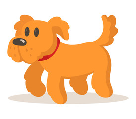 Cute cartoon brown dog. Colorful flat vector illustration, isolated on white background.