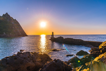 Precious moment at the Lighthouse in Pasajes San Juan near San Sebastian, Guipuzcoa. Basque Country