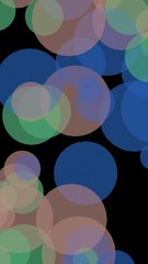 Multicolored translucent circles on a dark background. 3D illustration