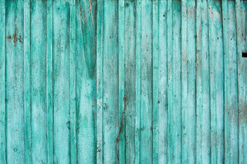 Fototapeta na wymiar The texture of the boards. The fence is painted in green.