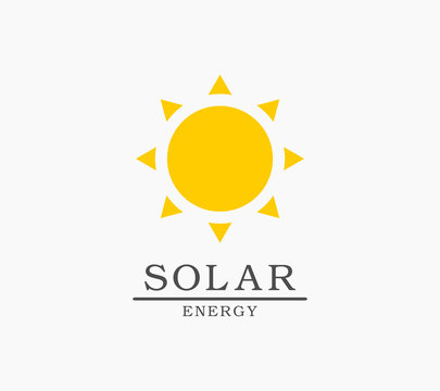 Vector illustration of solar energy logo on a light background.