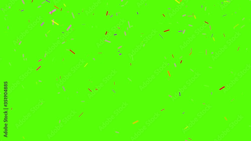 Poster 4k colorful 3d animation of confetti falling on green screen so you can easily put it into your scen