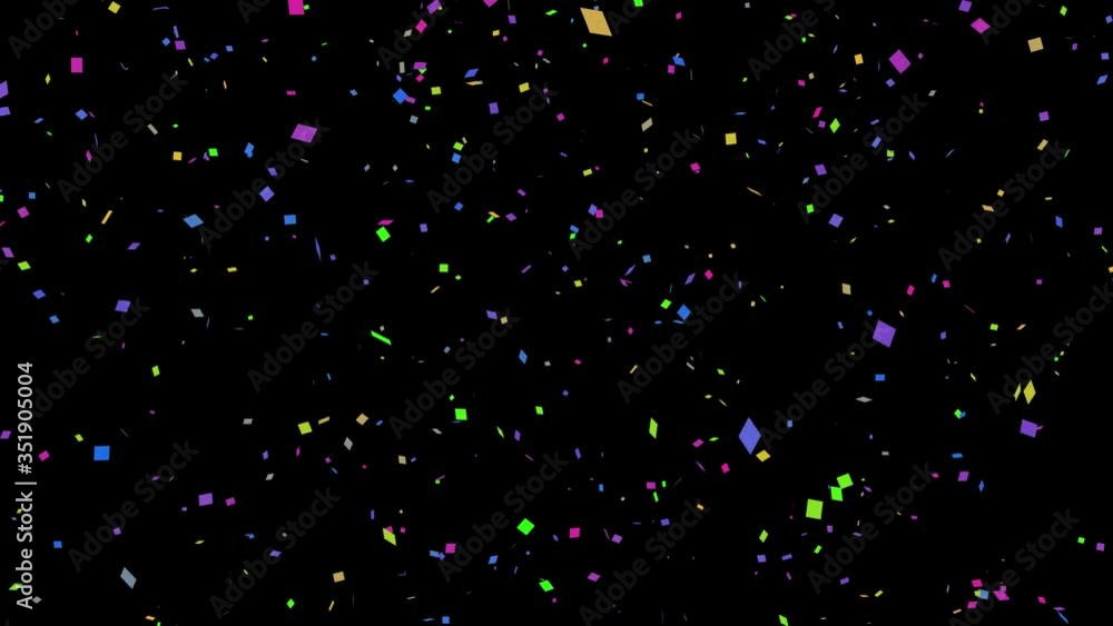 Poster 4k colorful 3d animation of confetti falling on green screen so you can easily put it into your scen