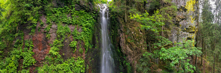 Long time exposure of waterfall in the forest