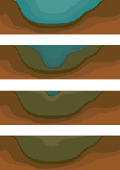Obraz premium Pond succession. Sequence of stages of biotope change: from pond to swamp