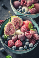 Ice cream sorbet made of frozen fruits
