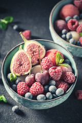 Sweet and cold ice cream sorbet with berries