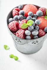 Tasty and sweet ice cream sorbet with berries