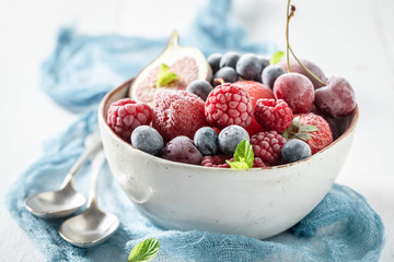 Sweet and tasty ice cream sorbet with berries