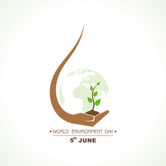 World Environment day concept logo design - 5th June World Environment day Awareness Idea Campaign.
