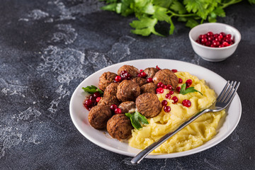 Homemade Swedish Meatballs with Cream Sauce and Parsley