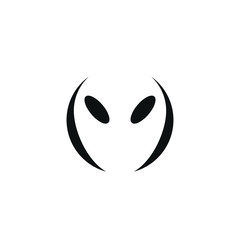 Extraterrestrial alien face or head symbol line art vector icon for apps and websites