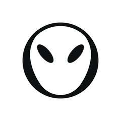 Extraterrestrial alien face or head symbol line art vector icon for apps and websites