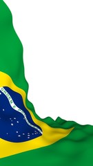 Waving flag of Brazil. Ordem e Progresso. Order and progress. Rio de Janeiro. South America. State symbol. 3d illustration